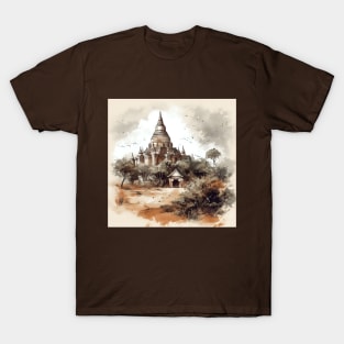 Illustration of Bagan, Myanmar. Tourists place T-Shirt